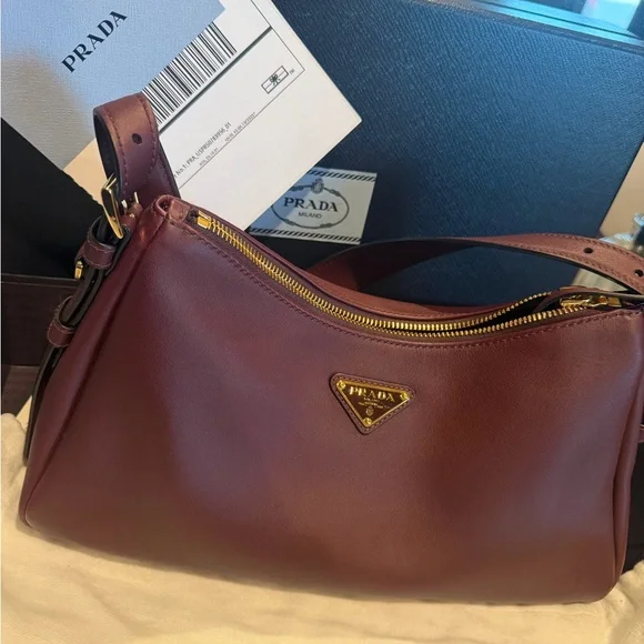 Prada Aimee Medium Deep Burgundy Shoulder Bag, new. - Picture 4 of 10